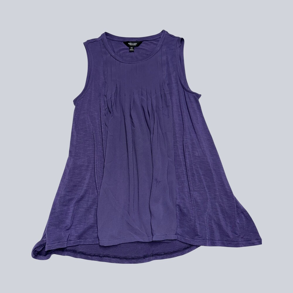 Simply Vera Vera Wang Purple Pleated Sleeveless Top Women’s XS